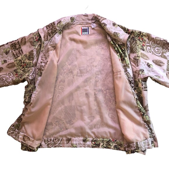 EVR Rousso Silk Bomber Jacket Womens Size XL VTG 90s Patchwork Windbreaker - Picture 11 of 15